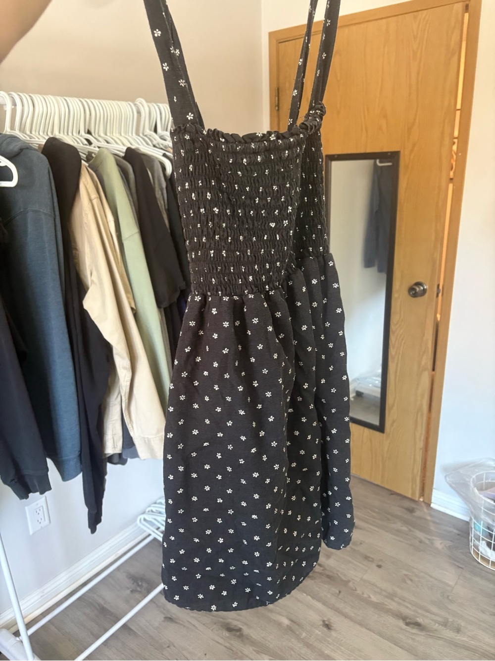 American Eagle Outfitters Black Floral Smocked Mini Dress